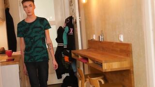 Skinny Hunk Jacks Off While Watching His Buddy Fuck - Hot Twink Bareback