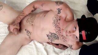 Tattooed Twunk Jerking Off And Erupting A Massive Load