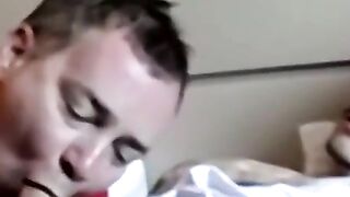Mature Guy Jerking Off And Blowing A Younger Man's Load