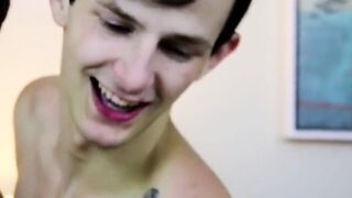 Raw Twinks Bareback Threesome Action with Facial Finish