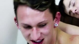 Raw Twinks Bareback Threesome Action with Facial Finish