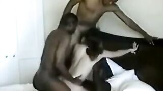 Interracial Threesome FFM - Redhead Teen Gives Sloppy Deepthroat & Anal Play