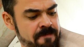 Hairy Muscle Daddy Dominates barely legal Twink - Gay Porn Bareback