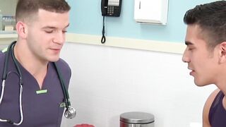HOT & HUNKY DOCTORS FUCK PATIENT IN EMERGENCY ROOM" - This new hot scene features three studly men in uniform having intense sex!