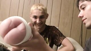 Two Straight Pals Show Off Thick Dongs While Wanking - Gay4Pay