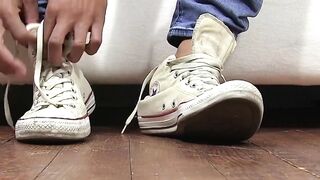 Sweaty Shoes Fetish - Amateur Jerks Off While Smelling Sneakers