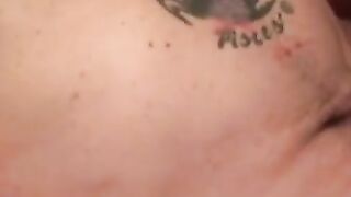 Beefy tatted mature gay shows off wanking skills