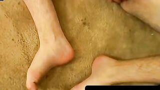 Skater twink York Reid worships feet and wanks his big dick