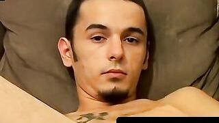 Naughty Wiley jerks off before shooting cum on his feet