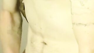 Old gay sucks freshly jerked cock after vaping session