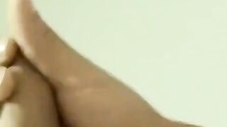 Ebony Joey strokes thick dick before erupting on chest