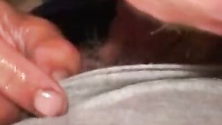 Mustache stud sucks dick while jerking off
