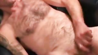 Mustache stud sucks dick while jerking off