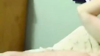 American amateur rides dildo after sloppy blowjob