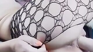 Big-Titted Blonde Rides Her Fuck Machine