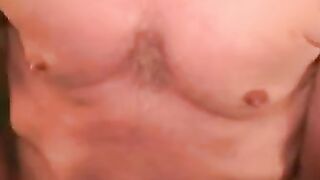 Naughty grandpa strokes his cock while watching porn