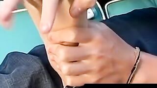 Blond twink Colby Bonds strokes till his cum erupts hard