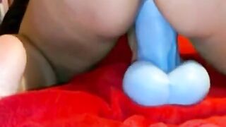 Plump Housegirl Plays with Her Dragon Dildo on Webcam