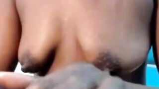Black Amateur with Big Nipples on Webcam