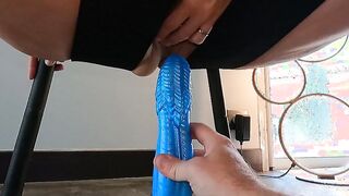 My stepsister impales herself on a big sex toy