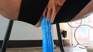 My stepsister impales herself on a big sex toy
