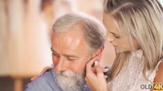 OLD4K. After passing all exams blonde has sex with her mature pedagogue