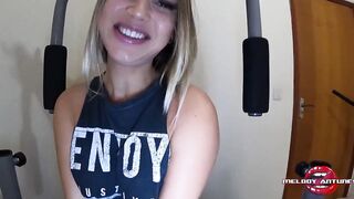 Hottest blonde from Xvideos, Melody Antunes is going to performance her new gym to her friend, sits on the stick, and ends up doing a lovely squirt into the grown man's face! CHECK FULL ON XRED!