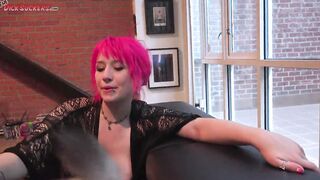 Proxy Paige blows and eats booty and teases until he loads her mouth full of sperm!