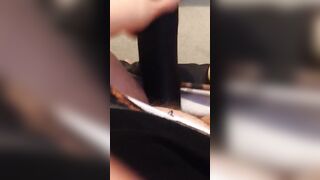 Uk Sussex Thot Lucy uses a hugest toy on her unshaven vagina