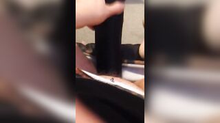 Uk Sussex Thot Lucy uses a hugest toy on her unshaven vagina