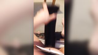 Uk Sussex Thot Lucy uses a hugest toy on her unshaven vagina