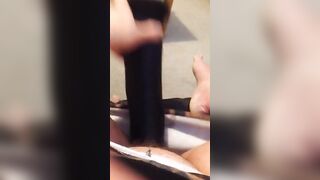 Uk Sussex Thot Lucy uses a hugest toy on her unshaven vagina