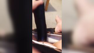 Uk Sussex Thot Lucy uses a hugest toy on her unshaven vagina