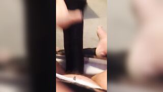 Uk Sussex Thot Lucy uses a hugest toy on her unshaven vagina