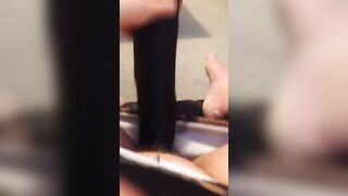 Uk Sussex Thot Lucy uses a hugest toy on her unshaven vagina
