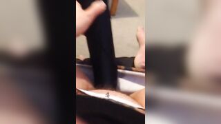 Uk Sussex Thot Lucy uses a hugest toy on her unshaven vagina