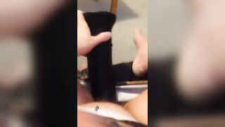 Uk Sussex Thot Lucy uses a hugest toy on her unshaven vagina