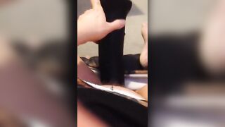 Uk Sussex Thot Lucy uses a hugest toy on her unshaven vagina