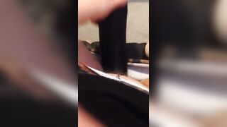 Uk Sussex Thot Lucy uses a hugest toy on her unshaven vagina