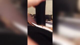 Uk Sussex Thot Lucy uses a hugest toy on her unshaven vagina