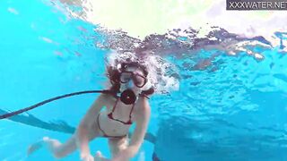 Hungarian pornstar Lana Tanga orgasming underwater