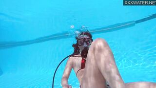 Hungarian pornstar Lana Tanga orgasming underwater