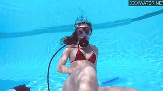 Hungarian pornstar Lana Tanga orgasming underwater