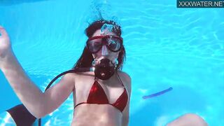 Hungarian pornstar Lana Tanga orgasming underwater