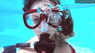 Hungarian pornstar Lana Tanga orgasming underwater