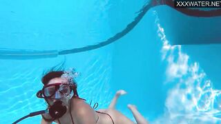 Hungarian pornstar Lana Tanga orgasming underwater