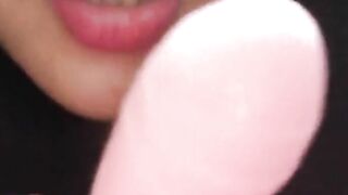 Turned On huge natural boobies women plays with pink vibrator
