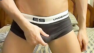Jockstrap solo jerk ending in thick cum blast