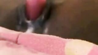 Ebony Creamy Pussy Plays with Sex Toy