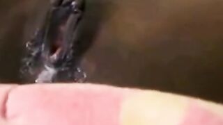 Ebony Creamy Pussy Plays with Sex Toy